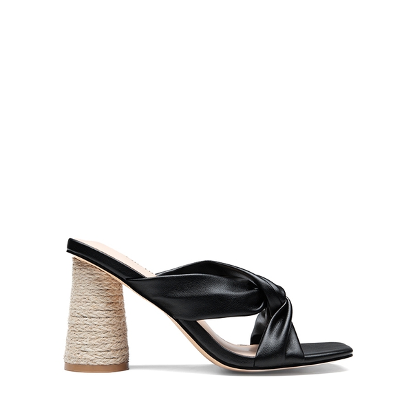 Square Toe Espadrille Heel Sandals - BLACK - 3